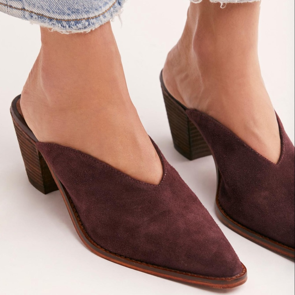 Free People | Anya Burgundy Suede Mules
